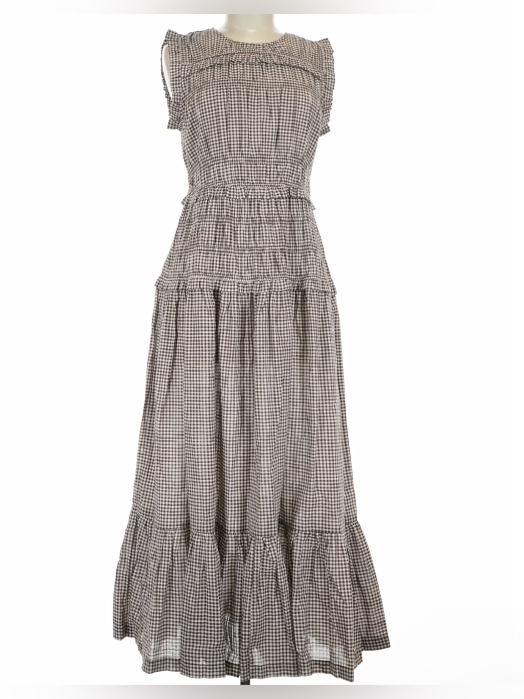 Caroline Constas 100% Cotton Plaid Gingham Print Long Dress Size M